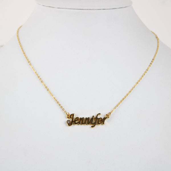 JENNIFER NEW Name Goldtone Rhinestone Accent 14.5" 4.5" Multi Ring Ext Necklace