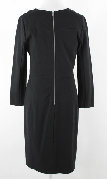 J Crew Sz 4 Black Silver Exposed Zip Back Viscose Polyamide Elastane Dress