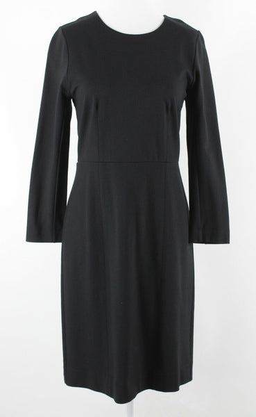 J Crew Sz 4 Black Silver Exposed Zip Back Viscose Polyamide Elastane Dress