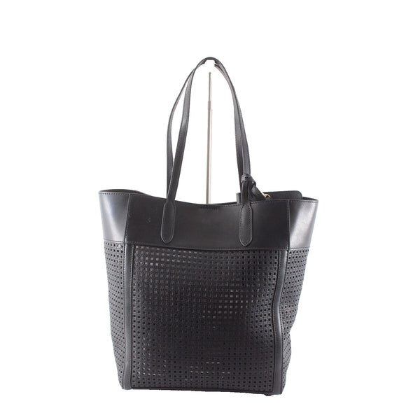 Michael Kors Purse Sinclair 13 x 12 x 5 Black Perforated Leather Shopper Tote
