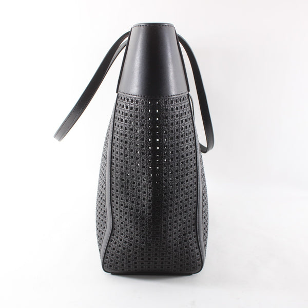 Michael Kors Purse Sinclair 13 x 12 x 5 Black Perforated Leather Shopper Tote