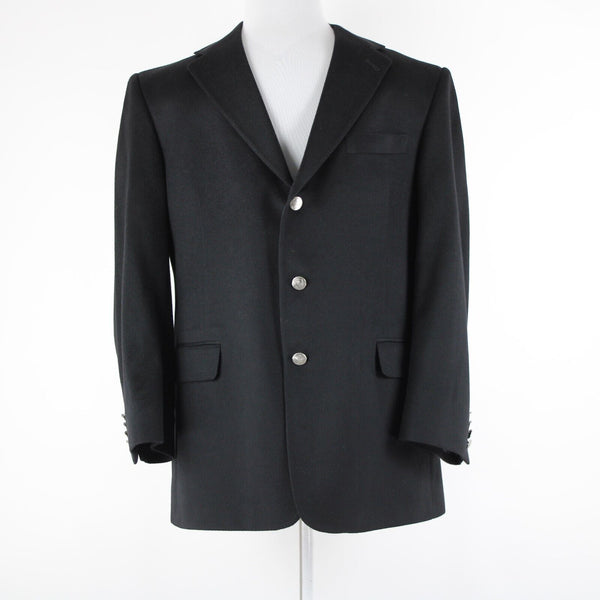Hart Schaffner Loro Piana 44R Black Lined 3 Button 100% Cashmere Sport Coat