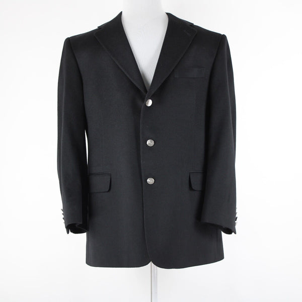 Hart Schaffner Loro Piana 44R Black Lined 3 Button 100% Cashmere Sport Coat