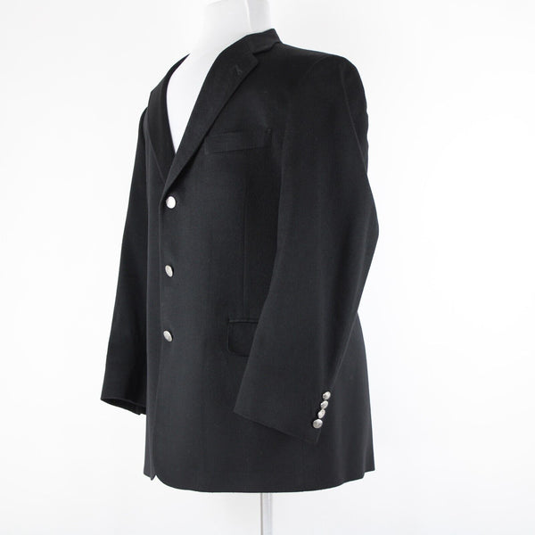 Hart Schaffner Loro Piana 44R Black Lined 3 Button 100% Cashmere Sport Coat