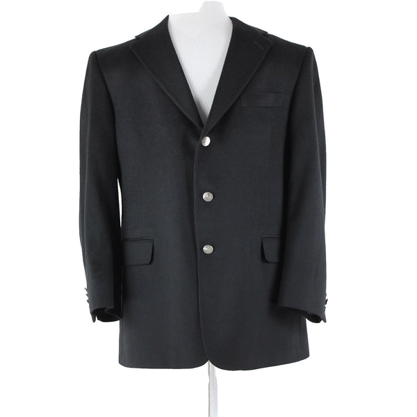 Hart Schaffner Loro Piana 44R Black Lined 3 Button 100% Cashmere Sport Coat