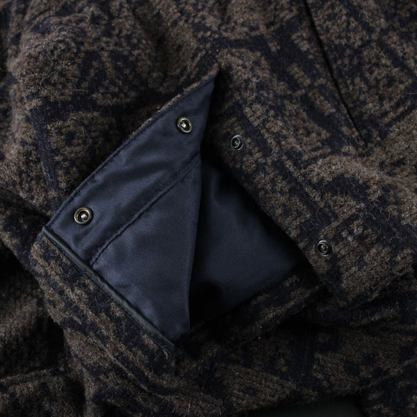 Woolrich Sz S Brown Navy Hooded Lined Pockets Wool Nylon Poly Jacket