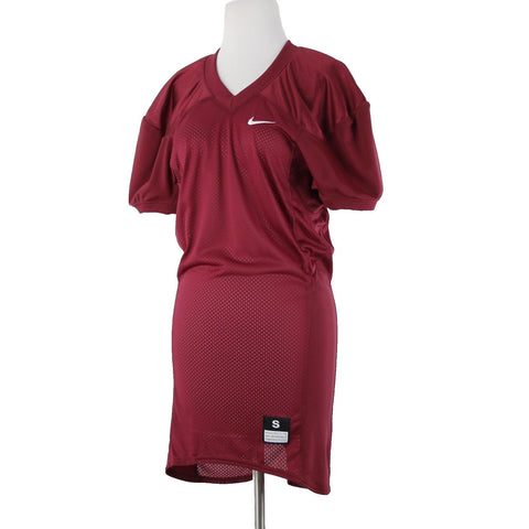 Nike Sz 2 Burgundy White Logo Knee Length 100% Nylon Polyamide Jersey Dress