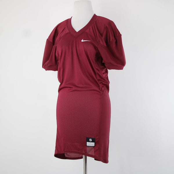 Nike Sz 2 Burgundy White Logo Knee Length 100% Nylon Polyamide Jersey Dress
