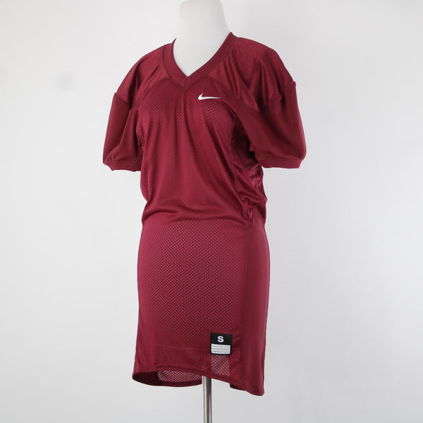 Nike Sz 2 Burgundy White Logo Knee Length 100% Nylon Polyamide Jersey Dress