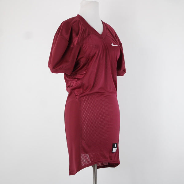 Nike Sz 2 Burgundy White Logo Knee Length 100% Nylon Polyamide Jersey Dress