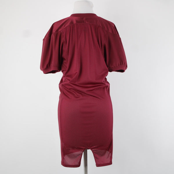 Nike Sz 2 Burgundy White Logo Knee Length 100% Nylon Polyamide Jersey Dress