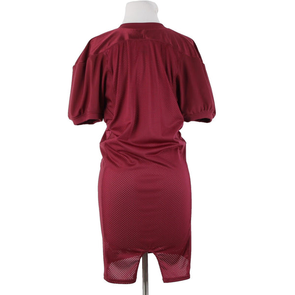 Nike Sz 2 Burgundy White Logo Knee Length 100% Nylon Polyamide Jersey Dress