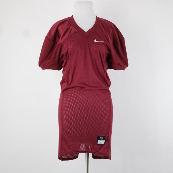 Nike Sz 2 Burgundy White Logo Knee Length 100% Nylon Polyamide Jersey Dress