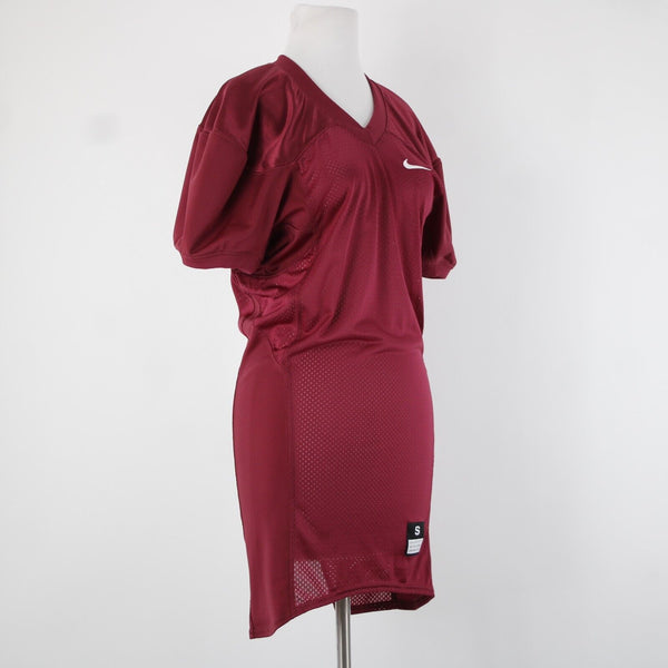 Nike Sz 2 Burgundy White Logo Knee Length 100% Nylon Polyamide Jersey Dress