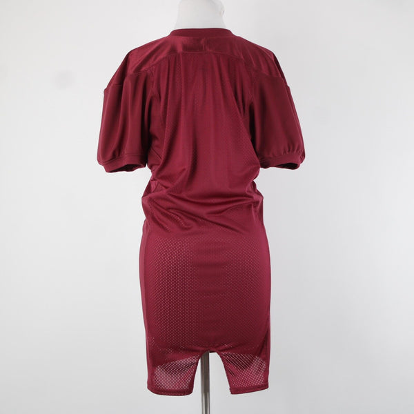 Nike Sz 2 Burgundy White Logo Knee Length 100% Nylon Polyamide Jersey Dress