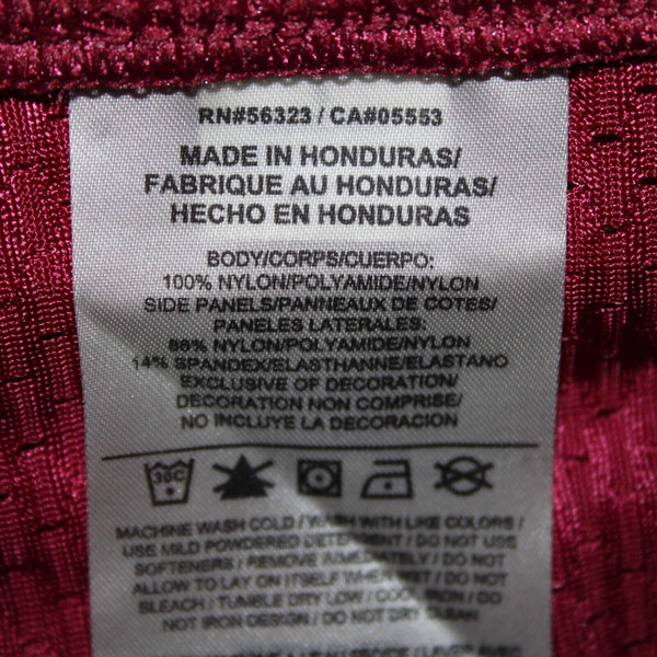 Nike Sz 2 Burgundy White Logo Knee Length 100% Nylon Polyamide Jersey Dress