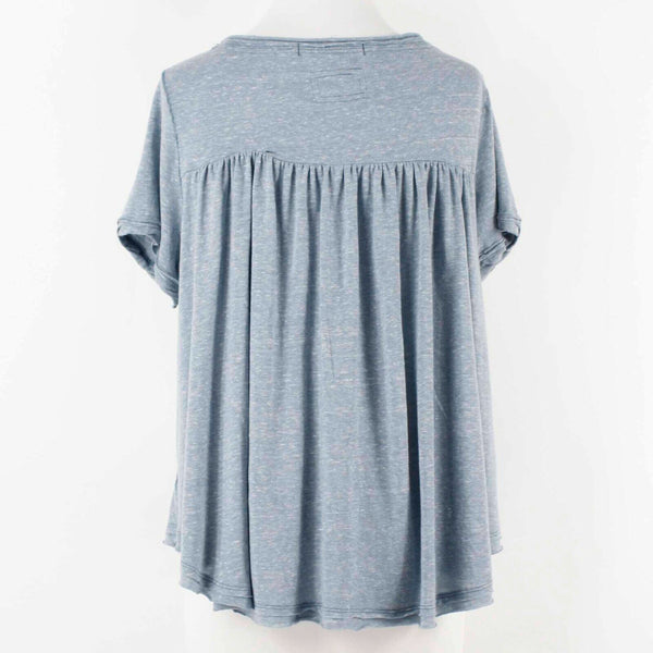 We The Free Sz XS Blue V Neck Aysmmetric Short Sleeve Polyester Cotton Top