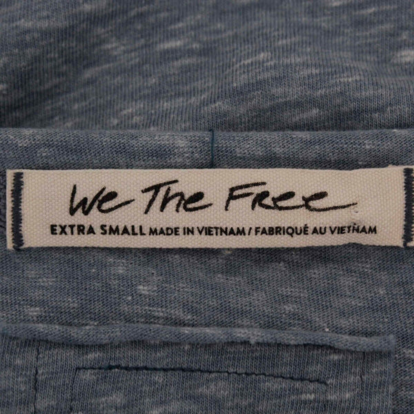 We The Free Sz XS Blue V Neck Aysmmetric Short Sleeve Polyester Cotton Top