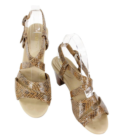 Kumfs Sz 39 Halo Tawny Snake Gold Reptile Print 2.5" Sandal Heels D294