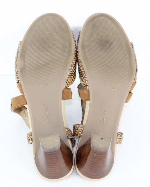 Kumfs Sz 39 Halo Tawny Snake Gold Reptile Print 2.5" Sandal Heels D294