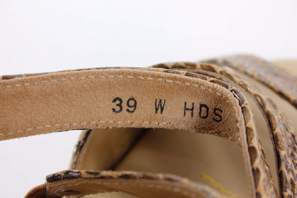 Kumfs Sz 39 Halo Tawny Snake Gold Reptile Print 2.5" Sandal Heels D294