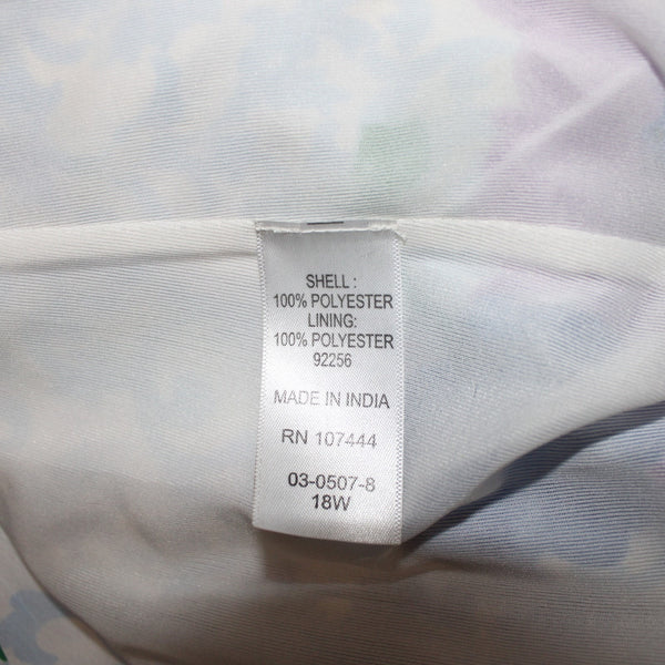 Jessica London Dress Sz 18W White Blue Multi Color Floral Lined 100% Poly Dress