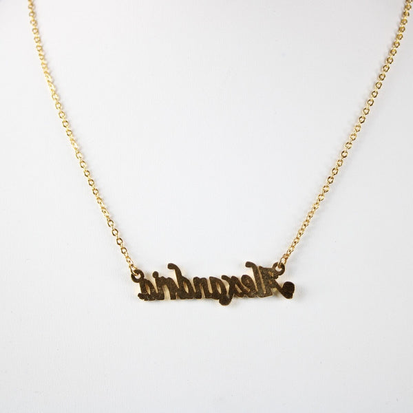 ALEXANDRIA Name Goldtone Rhinestone Accent 14.5" w 4.5" Multi Ring Ext Necklace