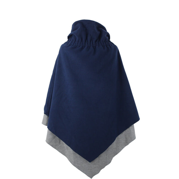 Iman NEW Sz M/L Navy Blue Gray Button Detail Collared Polyester Rayon Wrap