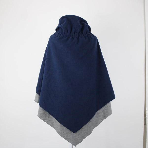 Iman NEW Sz M/L Navy Blue Gray Button Detail Collared Polyester Rayon Wrap