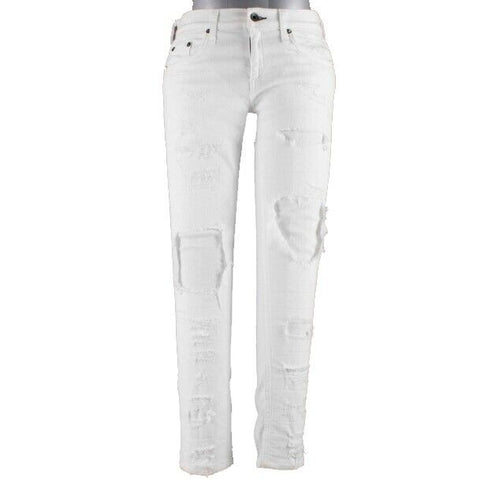 rag & bone JEAN DRE Sz 26 x 27.5 White Distressed Lined Cotton Blend Skinny Jean