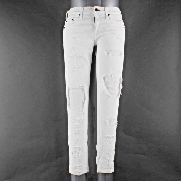 rag & bone JEAN DRE Sz 26 x 27.5 White Distressed Lined Cotton Blend Skinny Jean