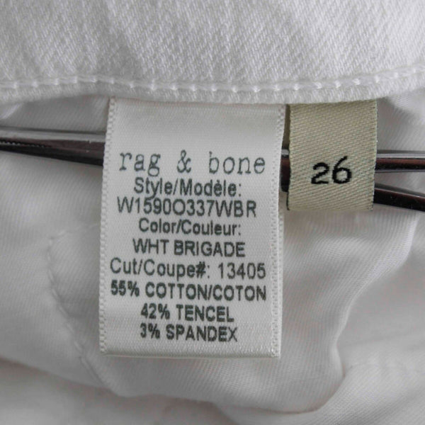 rag & bone JEAN DRE Sz 26 x 27.5 White Distressed Lined Cotton Blend Skinny Jean