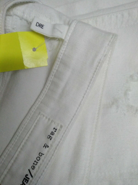 rag & bone JEAN DRE Sz 26 x 27.5 White Distressed Lined Cotton Blend Skinny Jean