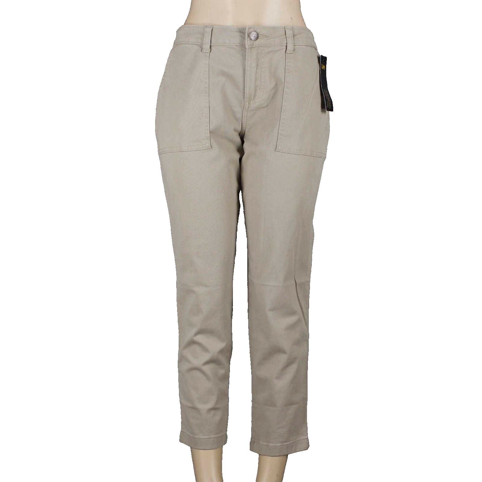 Lee NEW Sz 8 Short X 27 Tan Mid Rise Tapered Leg Reg Fit Cotton Spandex Pant