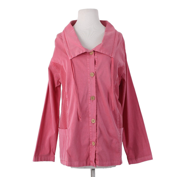 Sea Breeze Jacket Sz M Pink Vintage Beachy Buttons Pockets 100% Cotton Jacket