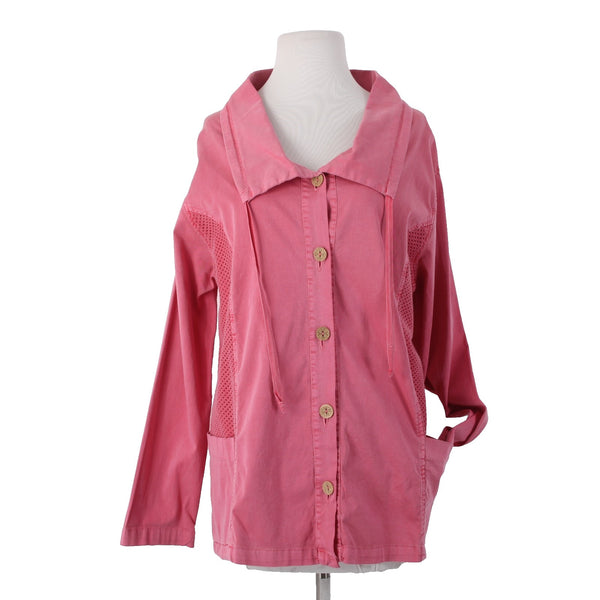 Sea Breeze Jacket Sz M Pink Vintage Beachy Buttons Pockets 100% Cotton Jacket