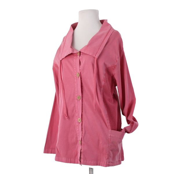 Sea Breeze Jacket Sz M Pink Vintage Beachy Buttons Pockets 100% Cotton Jacket