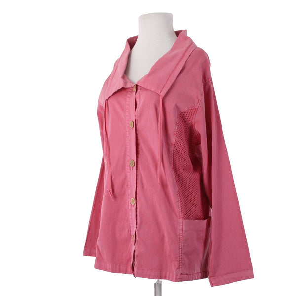 Sea Breeze Jacket Sz M Pink Vintage Beachy Buttons Pockets 100% Cotton Jacket