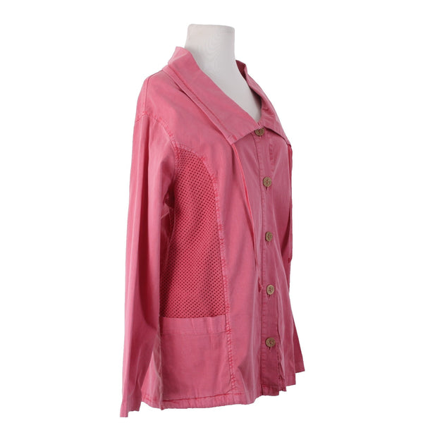 Sea Breeze Jacket Sz M Pink Vintage Beachy Buttons Pockets 100% Cotton Jacket
