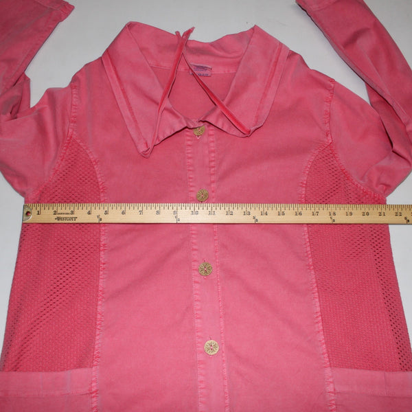 Sea Breeze Jacket Sz M Pink Vintage Beachy Buttons Pockets 100% Cotton Jacket
