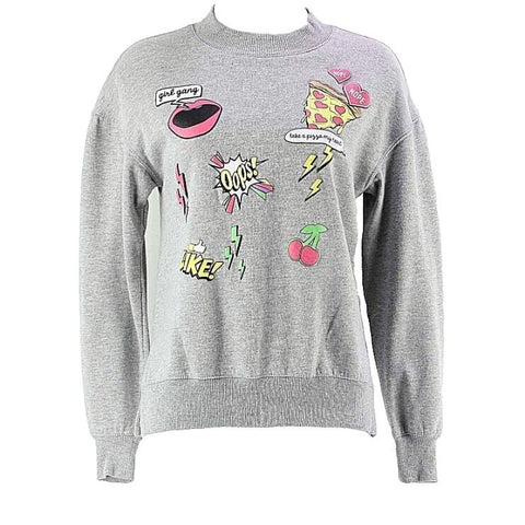 Cold Crush Sz S Gray Multi Cartoon Girl Gang LS Cotton Poly Sweatshirt Top