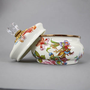 MacKenzie Childs White Multi Color Flower Market Squashed Pot
