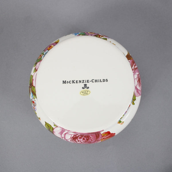 MacKenzie Childs White Multi Color Flower Market Squashed Pot