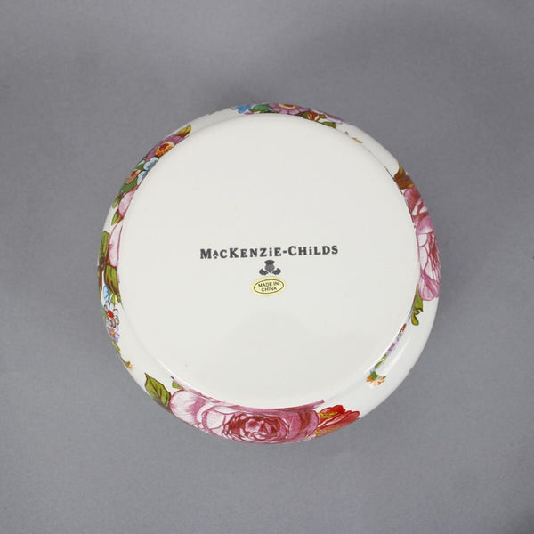 MacKenzie Childs White Multi Color Flower Market Squashed Pot