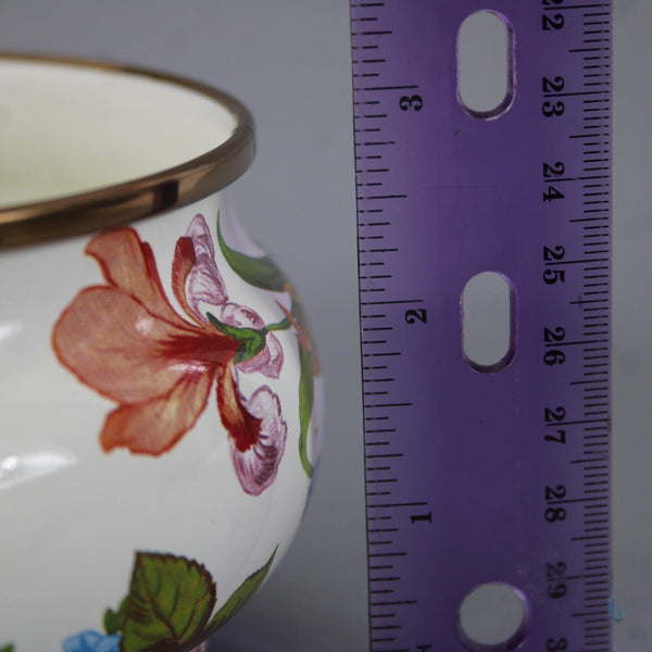 MacKenzie Childs White Multi Color Flower Market Squashed Pot