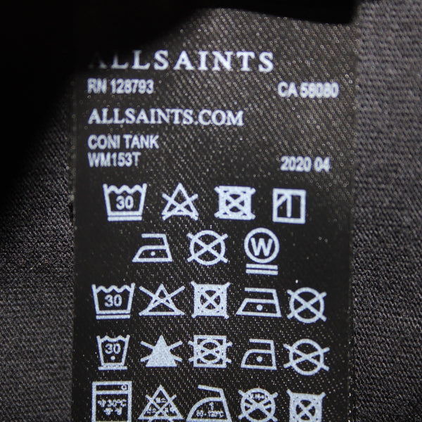 All Saints Sz S Black Sleeveless Padded Shoulder 100% Cotton Silhouette Top