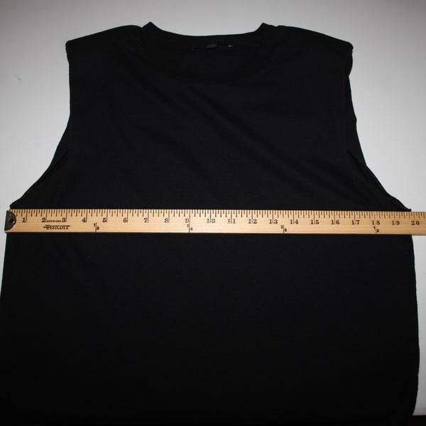 All Saints Sz S Black Sleeveless Padded Shoulder 100% Cotton Silhouette Top