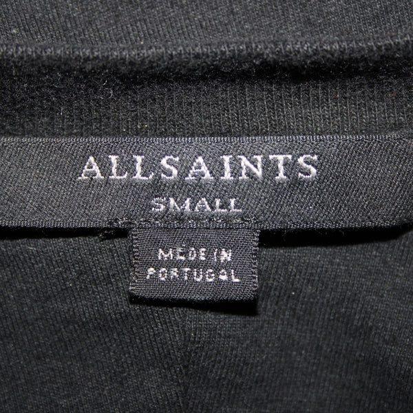 All Saints Sz S Black Sleeveless Padded Shoulder 100% Cotton Silhouette Top