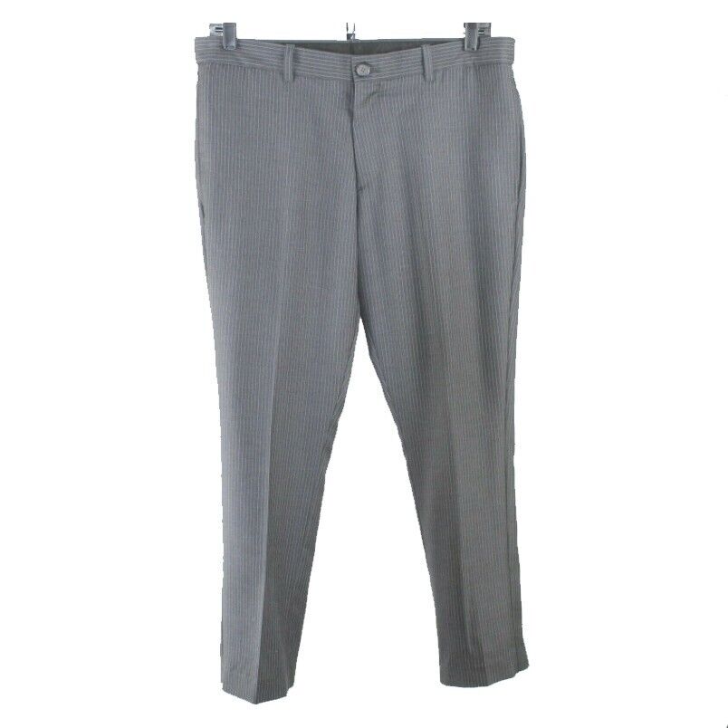 Penguin Sz 36 x 31 Gray Pinstripe Polyester Rayon Wool Men's Trouser Pant