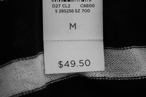 LOFT NEW Sz M Black White Stripe Knit Linen Cotton Casual Top